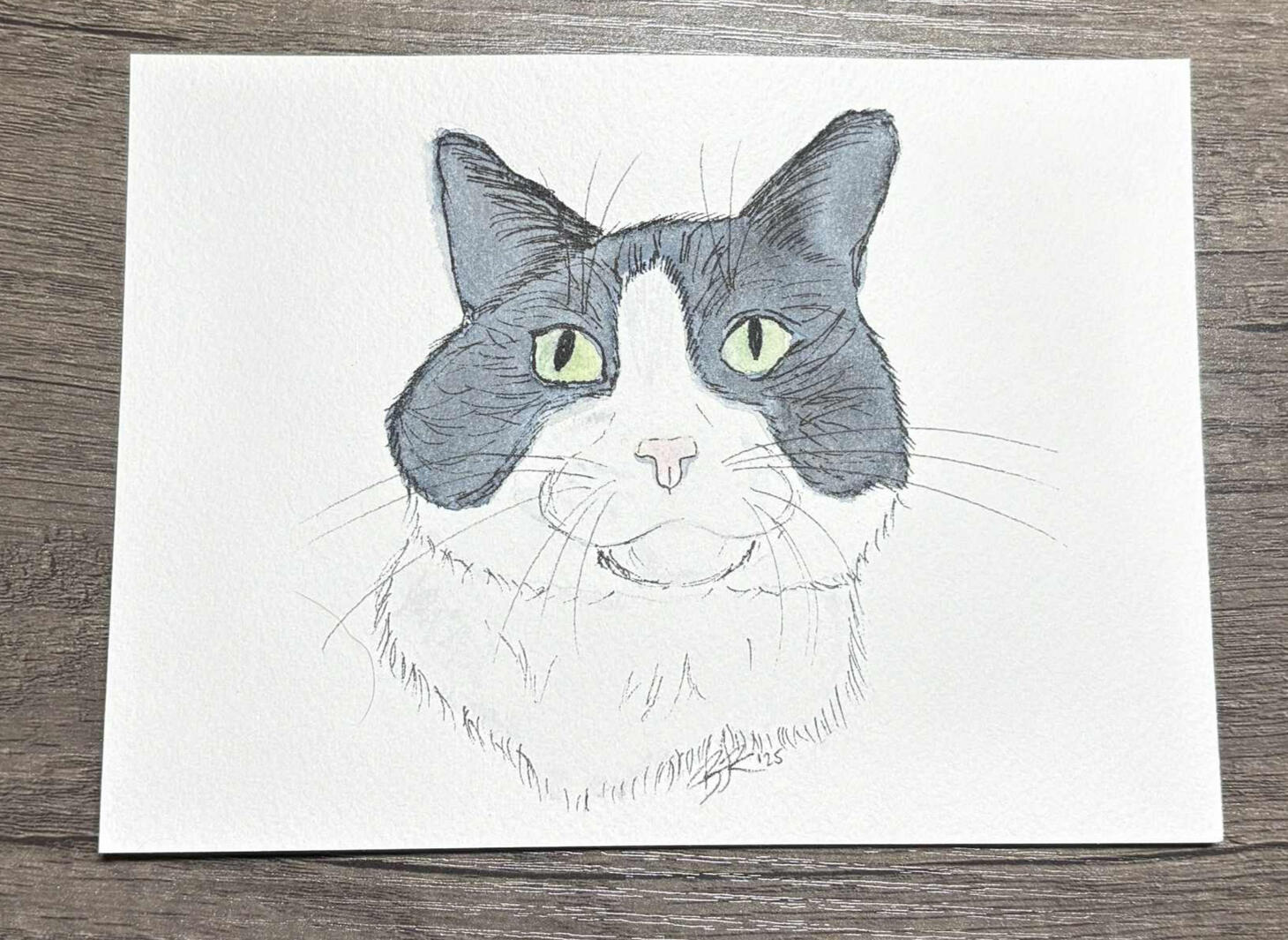 Watercolor pet &amp; ink portrait